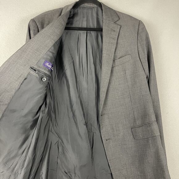 Ralph Lauren Purple Label Wool Blazer Sport Coat Mens 40R Gray Italy FLAWS - Picture 2 of 16